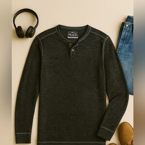 Buckle Black Long Sleeve Henley 🖤